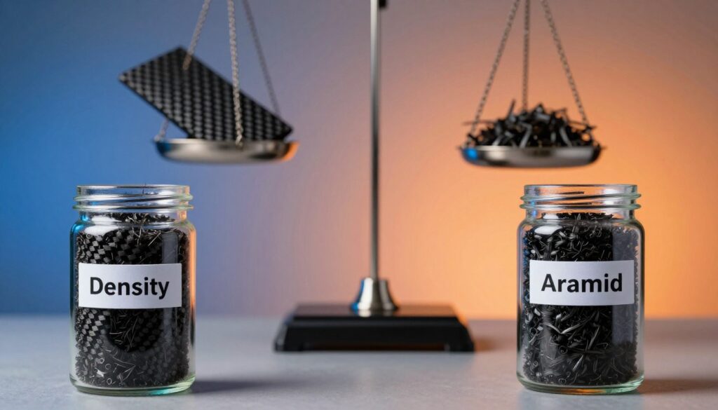density comparison of carbon fiber and aramid fiber